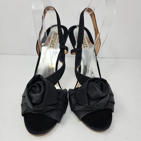 Badgley Mischka Black Open Toed Heels, Women's 9.5 - Picture 1 of 8